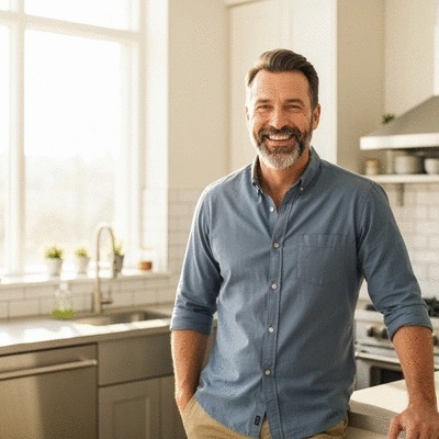 Happy person smiling confidently, showing off their straight teeth